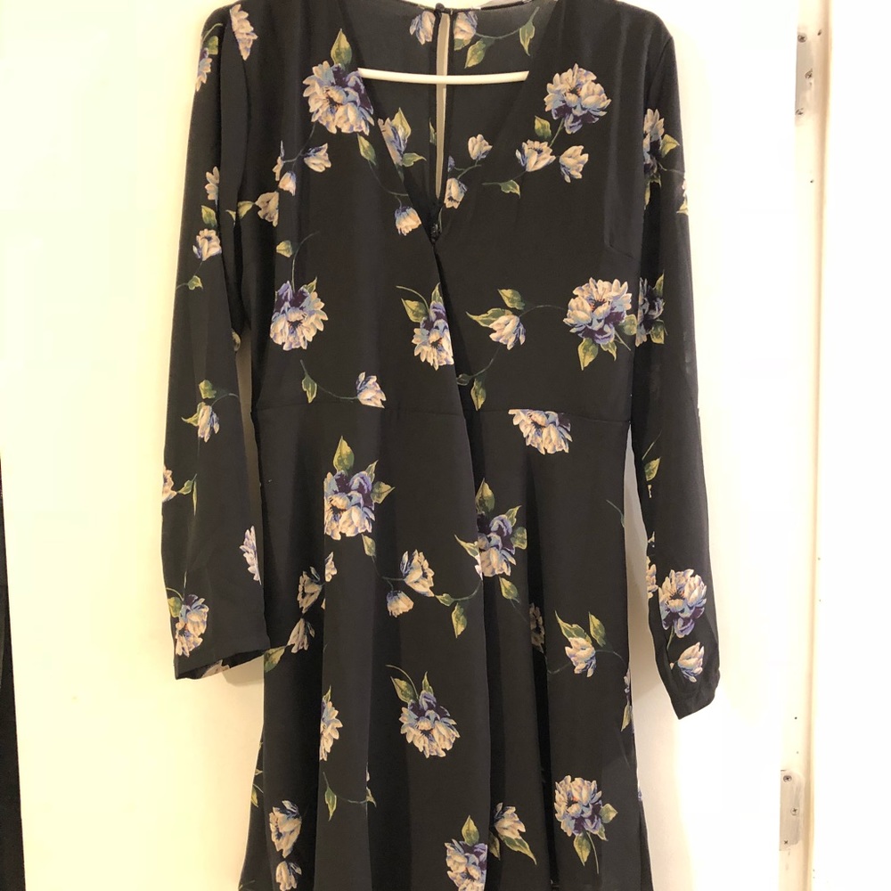 Lush Blue Floral Wrap Dress